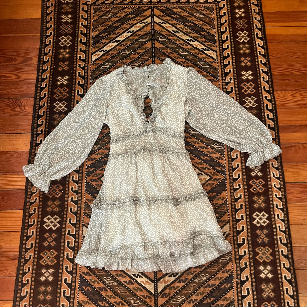 Flowy, Open Back, Green Leapord Print Dress